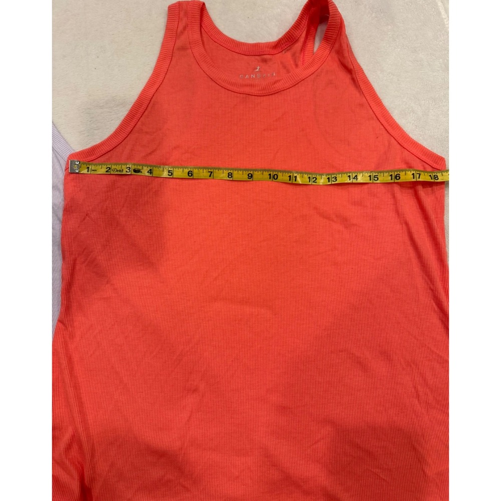 Danskin Ribbed Racerback Tank Top 2 Pack Coral Orange Lavender Purple Large 9671 - Picture 2 of 6